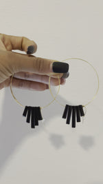 Black Onyx Hoop Earrings