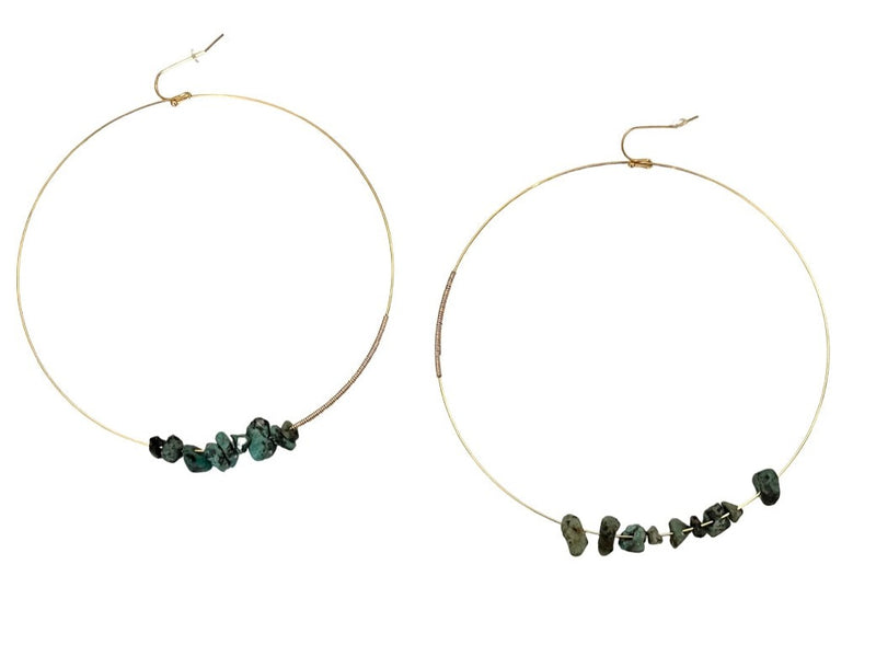 X-Large Turquoise Cluster Hoop Earrings