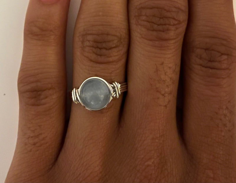 Aquamarine Sterling Silver Wrap Ring