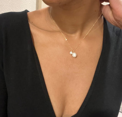 Double Pearl Drop Necklace