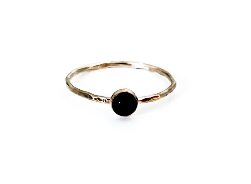 Onyx Drop Gold Filled Ring