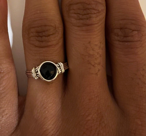 Onyx Sterling Silver Wrap Ring