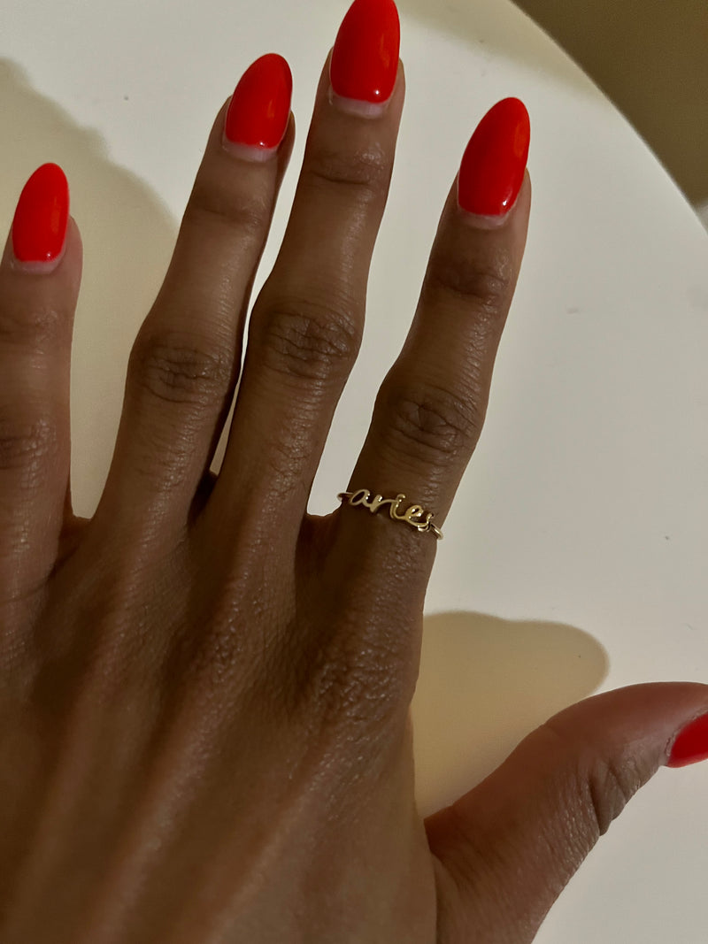 Zodiac Nameplate Ring